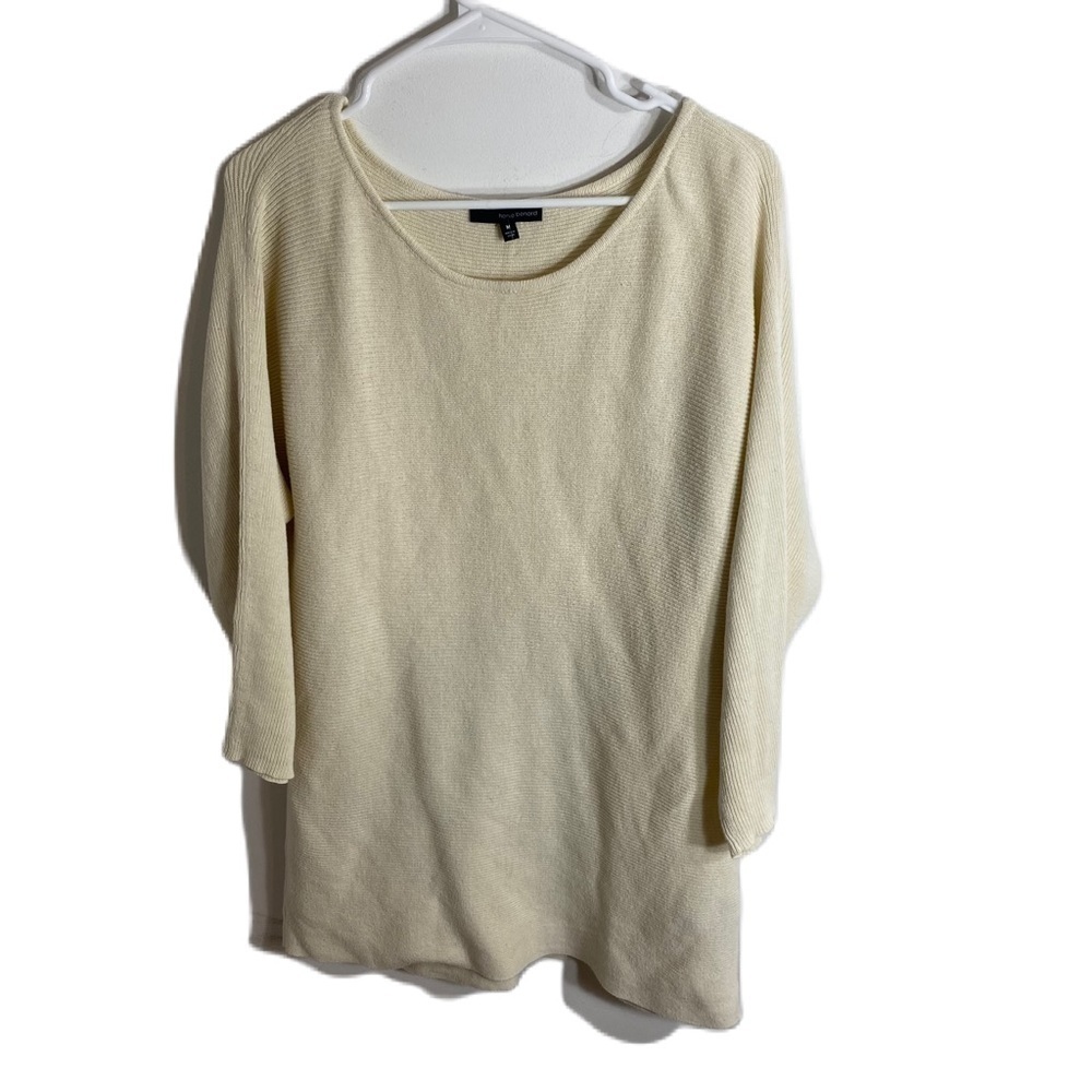 Harve Bernard Cream Knit Sweater Top Medium Extra Long